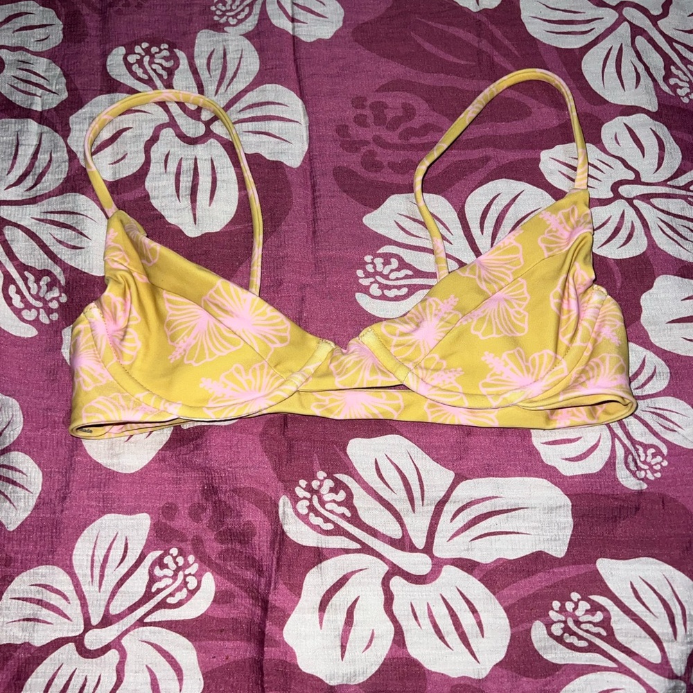Benoa Yellow and Pink Floral Bikini Top